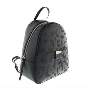 Roberto Cavalli Sofia Black Leather Leopard Print Mini Backpack Purse